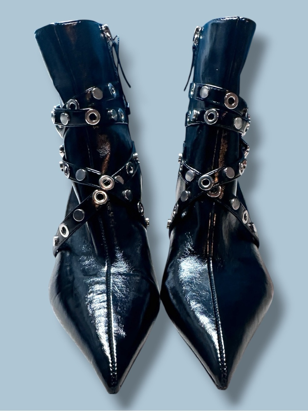 Never Worn Zara Metal Wrap Buckle Trim Heeled Booties. Size 8 - Picture 5 of 11